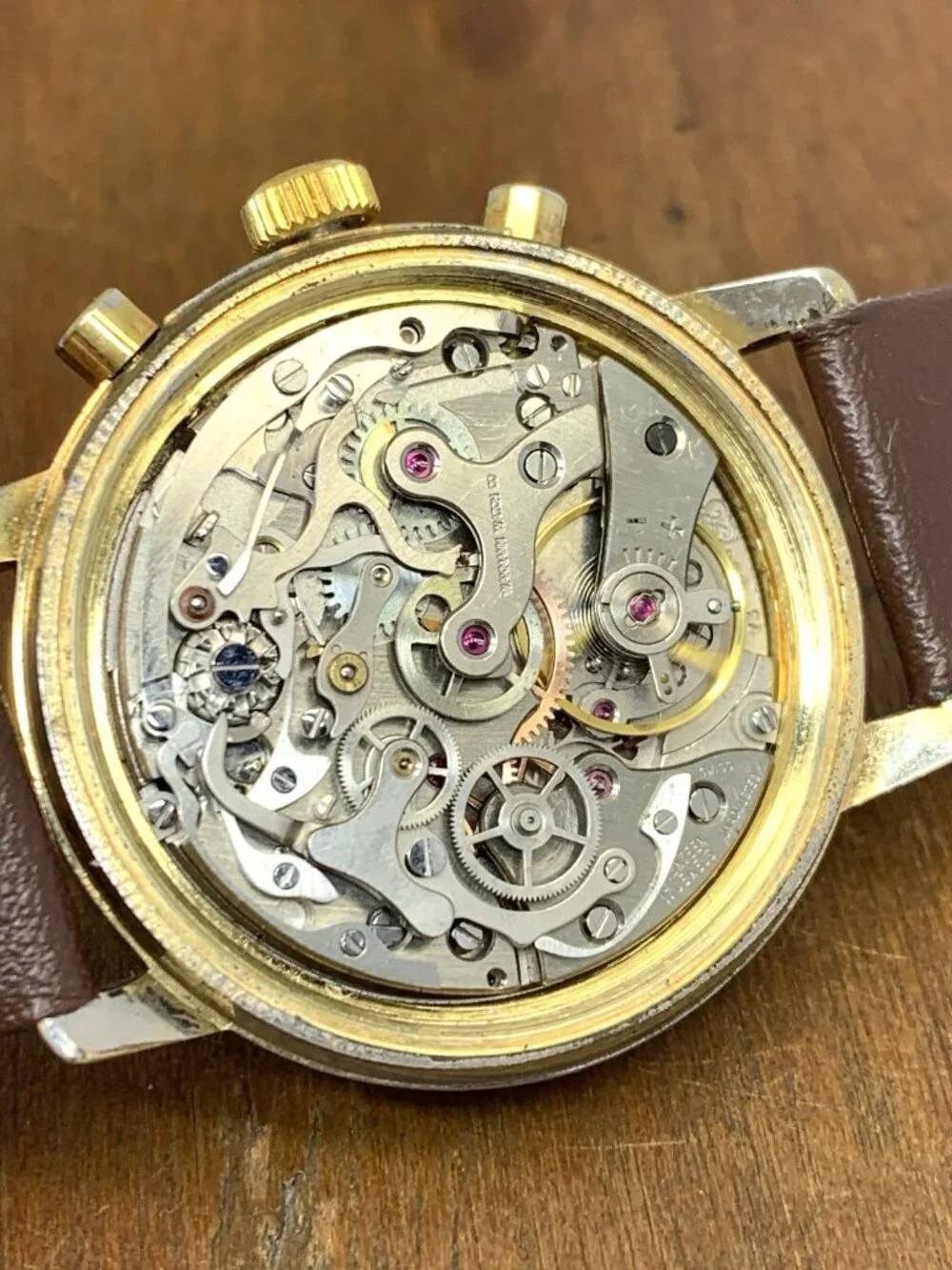 Wakmann Men's Watch Vintage Swiss Manual Wind 1376 Chronograph Gold Dial 37mm